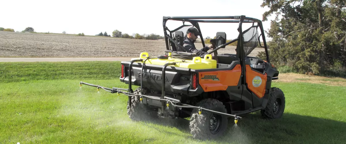 How far will a UTV sprayer spray?