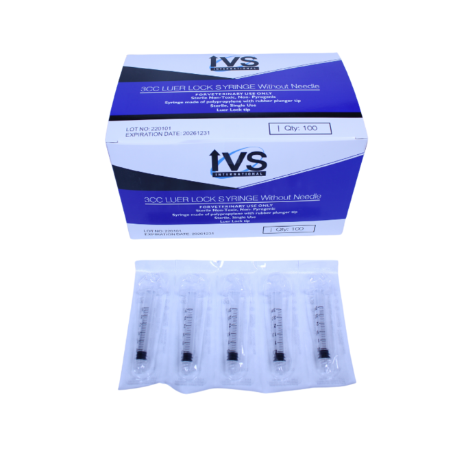 Luer Lock Disposable Syringes without Needles, 3cc | 100 Count