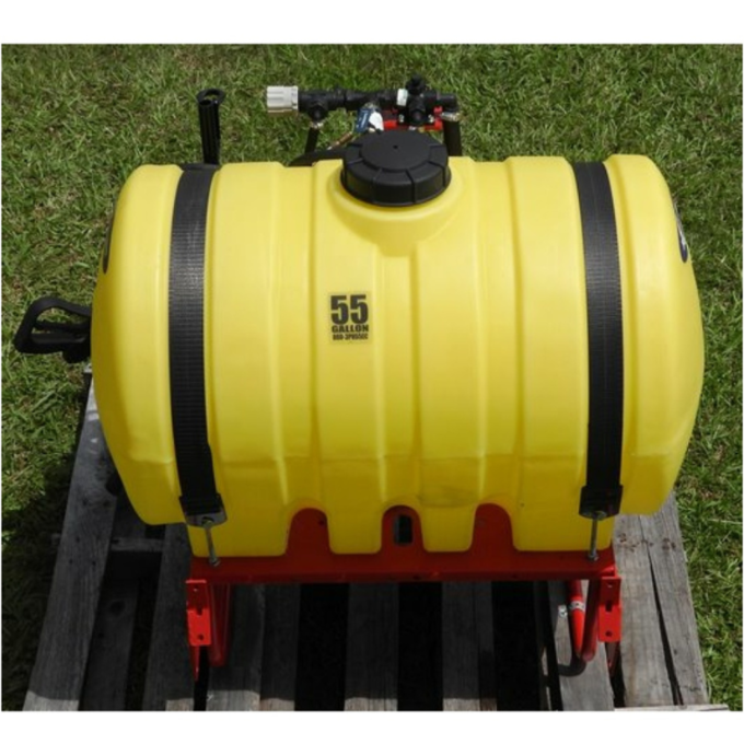 Ag Spray 55 Gallon Polyethylene Tank In-Cab Hay Sprayer - 12V Pump, 3 Nozzle Boom, 100 PSI, Black