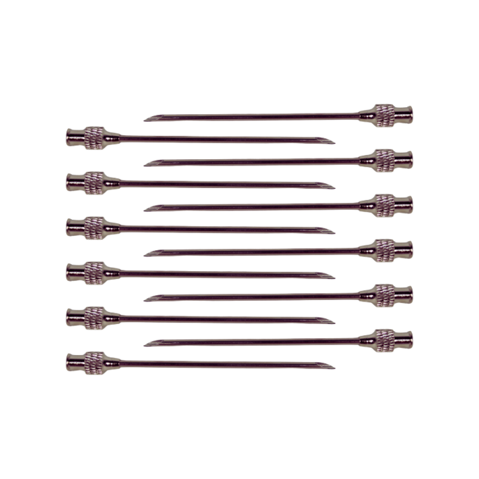 Reusable Premium Round Hub Needle 12Gx3" | Stainless Steel Cannula, Chrome-Plated Brass Hubs | Box of 12