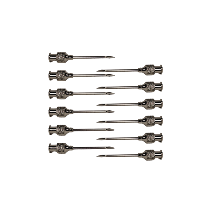 Reusable Premium Round Hub Needle 14Gx1¼" | Stainless Steel Cannula, Chrome-Plated Brass Hubs | Box of 12