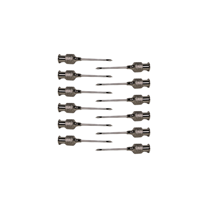 Reusable Premium Round Hub Needle 16Gx1" | Stainless Steel Cannula, Chrome-Plated Brass Hubs | Box of 12