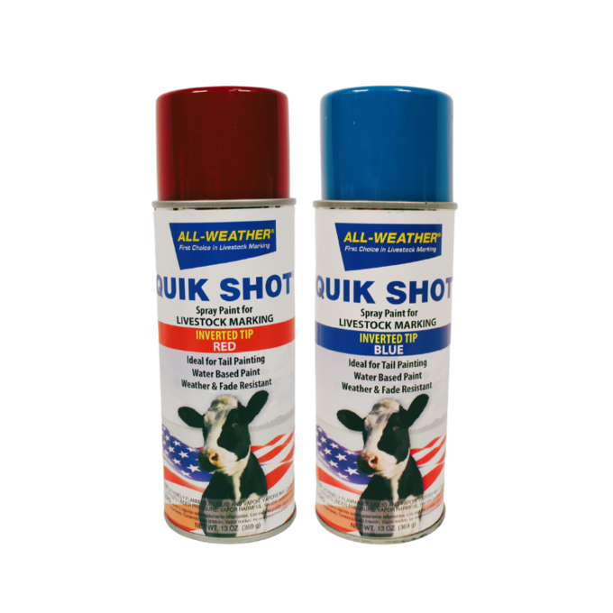 All-Weather Quik Shot® Livestock Spray Paint Red & Blue Bundle | Fast-Drying, Non-Toxic, Long-Lasting Identification