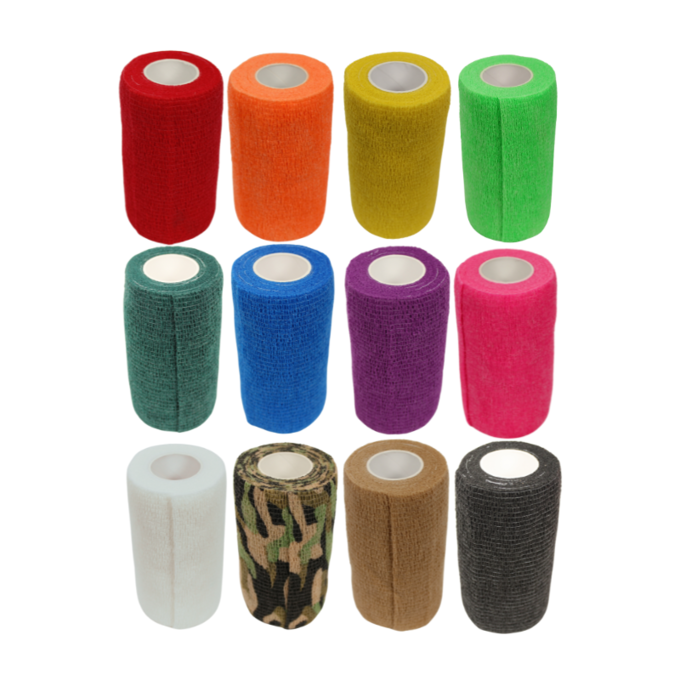 4" Cohesive Flexible Bandage | Box of 18 Rolls | Lightweight & Breathable | Multiple Colors Available