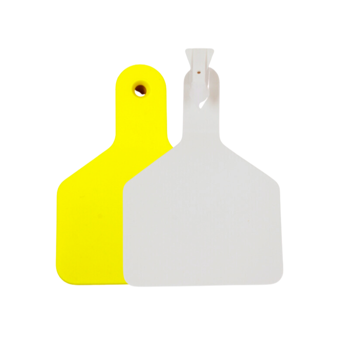 Large Blank 1-Piece Z-Type ID Ear Tag | 75 Count | Yellow, White | Durable & Fade-Resistant Livestock Identification
