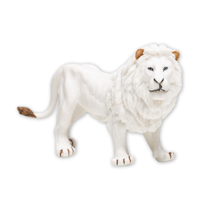 Majestic White Lion | Hand-Painted Toy | Zaga Toys Wildlife Collection | 5"x3"