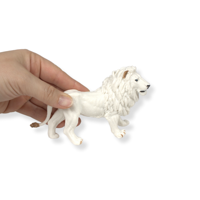 Majestic White Lion | Hand-Painted Toy | Zaga Toys Wildlife Collection | 5"x3"