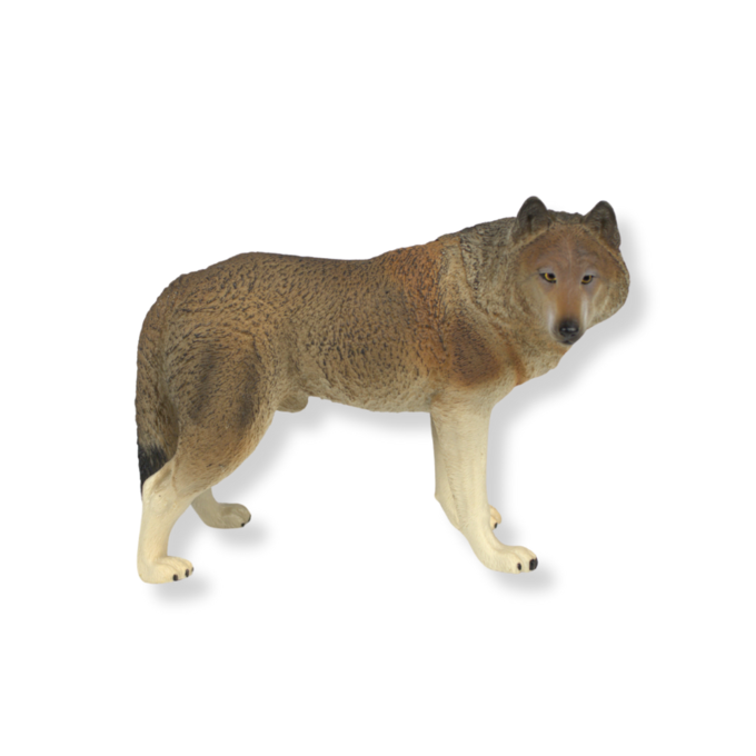 Brown Male Wolf | Hand-Painted Toy | Zaga Toys Wildlife Collection | 7"x5.5"