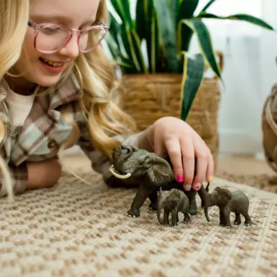 Momma Elephant and Calves Bundle | Hand-Painted Safari Toy Set | Zaga Toys Wildlife Collection