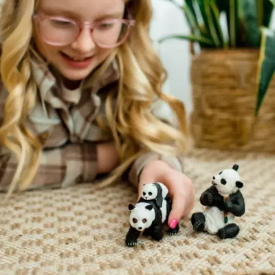 Panda Family Toy Set | Hand-Painted Panda Figures | Zaga Toys Wildlife Collection