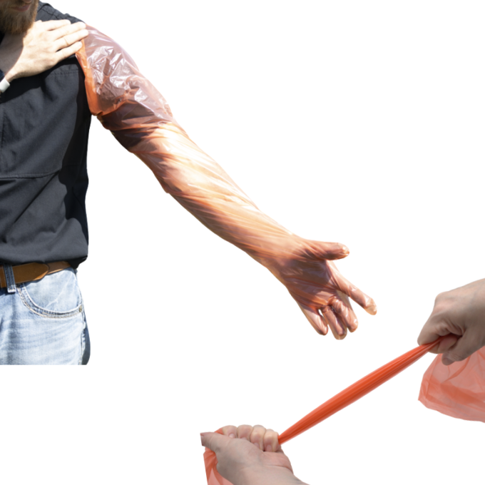 1ML Orange 36" OB Gloves – Box of 100 | Shoulder-Length Vet Exam Gloves for Livestock