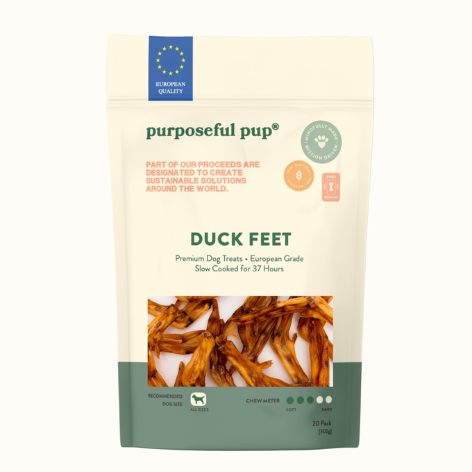 Purposeful Pup Duck Feet Dog Treats – 20 or 40 Pack | All Natural, De-Nailed, High-Protein