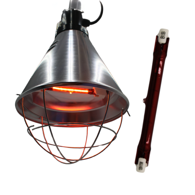 Infrared Halogen Lamp Holder with 175W or 250W Bulb | Durable 14.5” x 8.5” Heat Lamp for Livestock