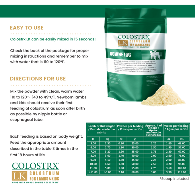 Colostrx LK | Colostrum Supplement for Lambs & Kids | Immune Boost & Energy Support