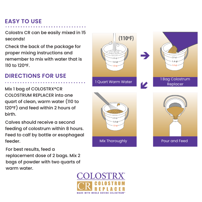Colostrx CR | Colostrum Replacer | Immune Boost & Energy for Newborn Calves