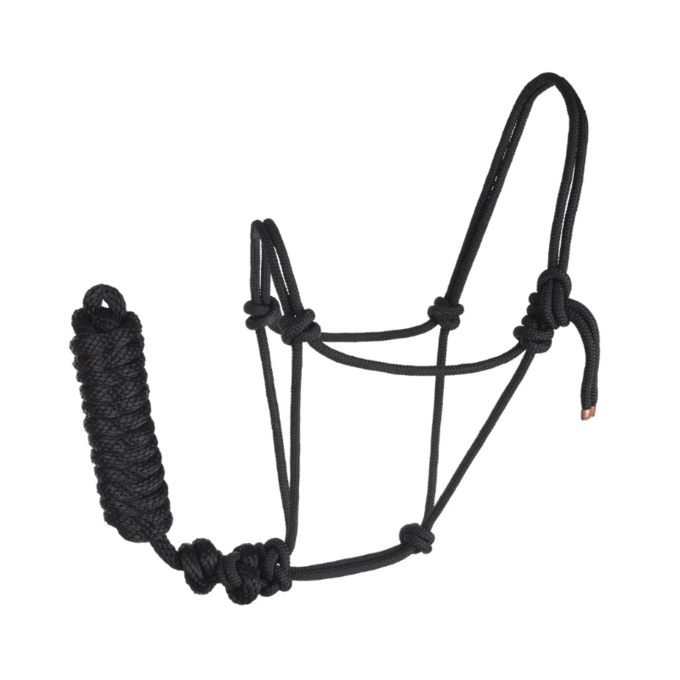Reinsman Rope Halter with Lead | Black | Adjustable Durable Polypropylene Halter