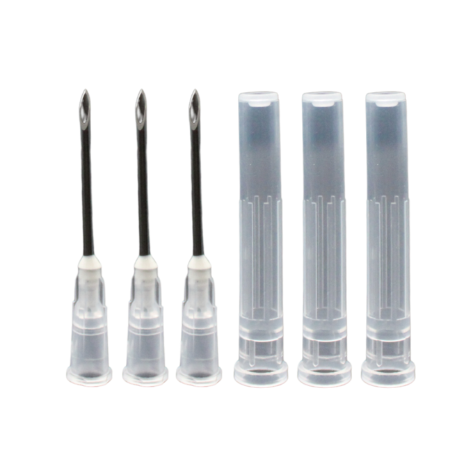 Ideal Poly Hub Disposable Needles 16Gx1" | Box of 100 | Tri-Beveled Stainless Steel Cannula | Anti-Coring Tips