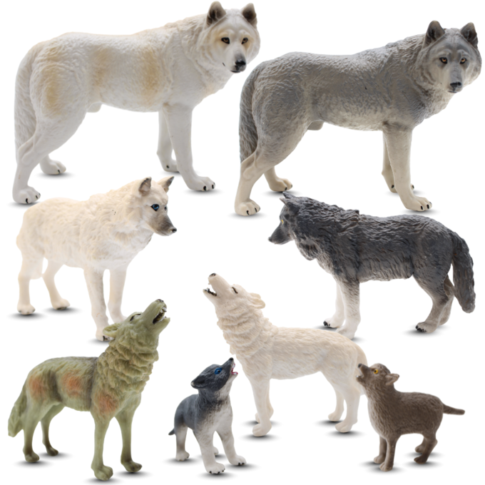 Wolf Bundle | Lifelike Arctic, Grey, & Black Wolves | Zaga Toys Wildlife Collection