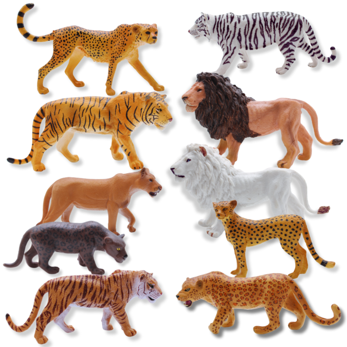 Jungle Cat Bundle | Lions, Tigers, Jaguars & Cheetahs | Zaga Toys Wildlife Collection