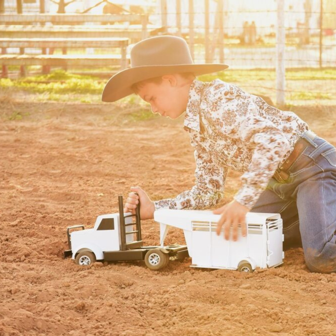 Farm Transport Duo: Little Buster Semi Truck & Gooseneck Stock Trailer Set