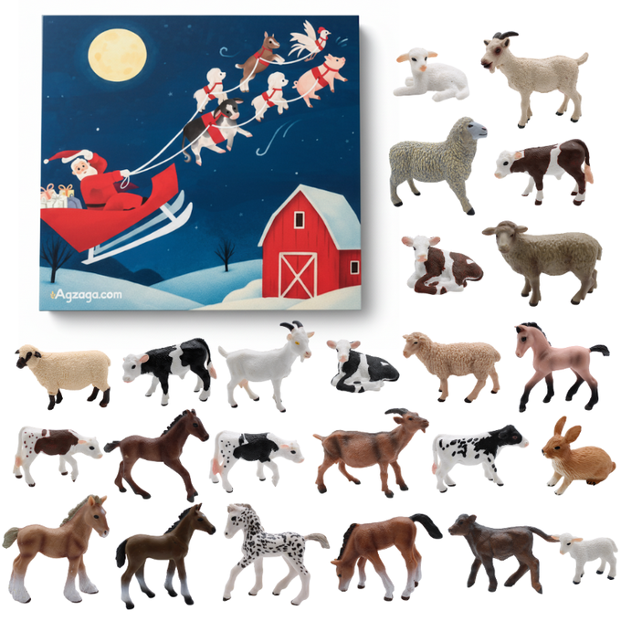 Exclusive Farm Animal Advent Calendar | Lifelike 25-Figure Countdown Box