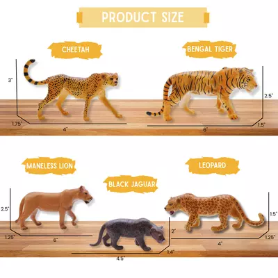 Jungle Cat Bundle | Lions, Tigers, Jaguars & Cheetahs | Zaga Toys Wildlife Collection