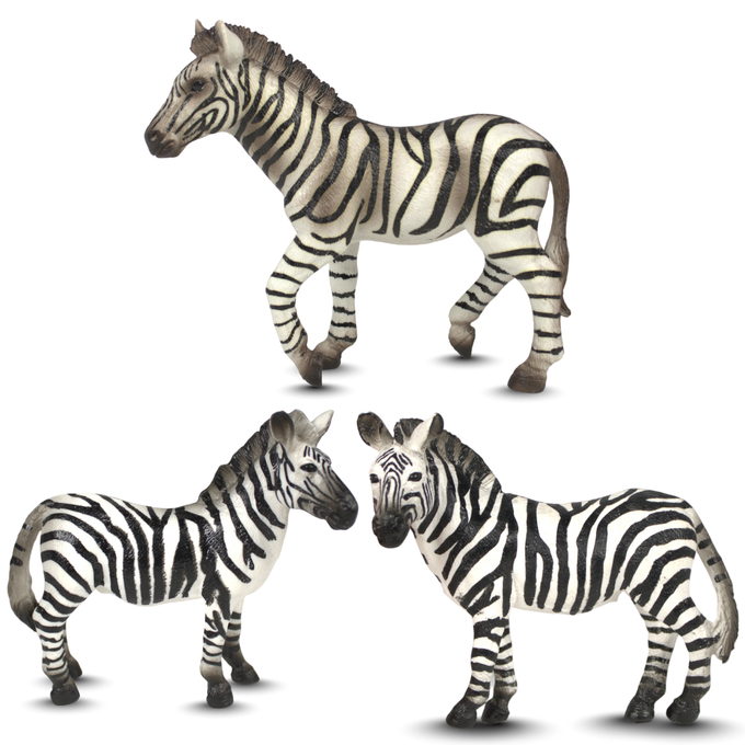 Zebra Family Bundle | Lifelike Safari Animal | Zaga Toys Wildlife Collection
