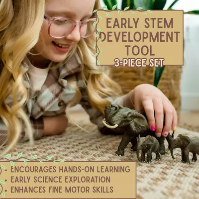 Momma Elephant and Calves Bundle | Hand-Painted Safari Toy Set | Zaga Toys Wildlife Collection