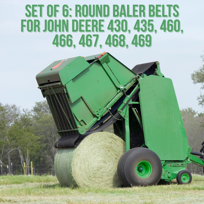Set of 6: Round Baler Belts for John Deere 430, 435, 460, 466, 467, 468, 469