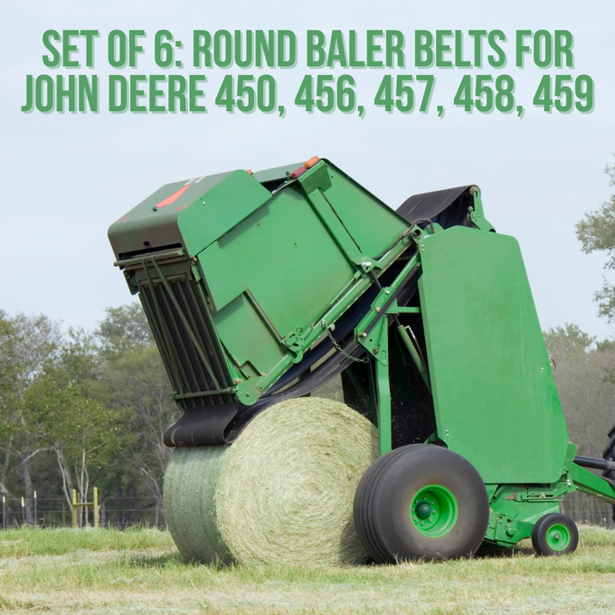 Set of 6: Round Baler Belts for John Deere 450, 456, 457, 458, 459