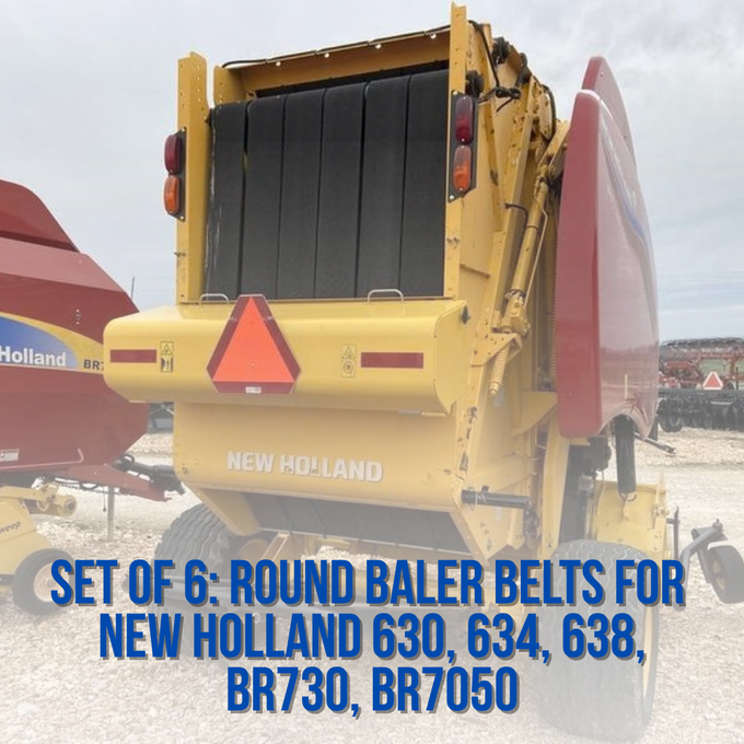 Set of 6: Round Baler Belts for NH 630, 634, 638, BR730, BR7050
