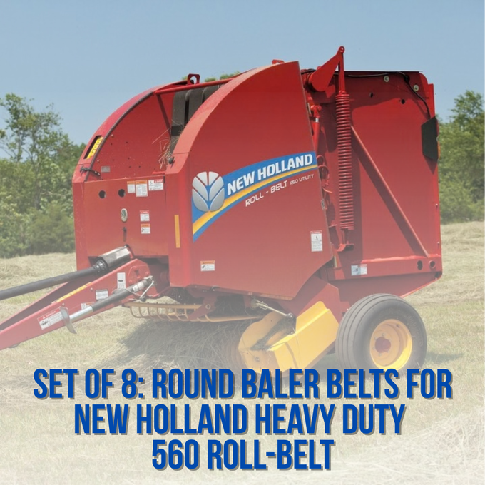 Set of 8: HD Round Baler Belts for New Holland 560 Rollbelt