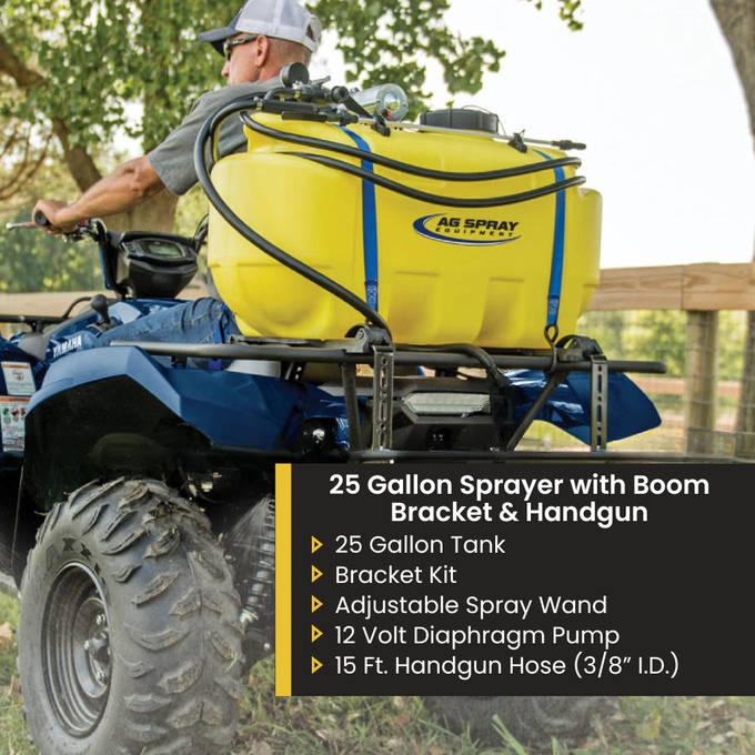 Ag Spray 25 Gallon ATV Sprayer with Boom Bracket & Handgun | Boom Not Included